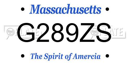 G289ZS Massachusetts License Plate