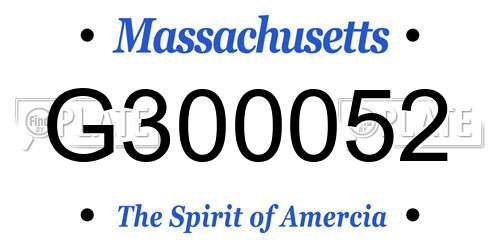 G300052 Massachusetts License Plate