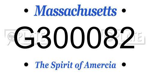 G300082 Massachusetts License Plate
