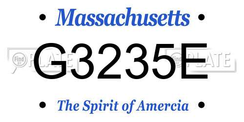 G3235E Massachusetts License Plate