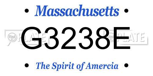 G3238E Massachusetts License Plate