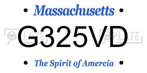 G325VD Massachusetts License Plate