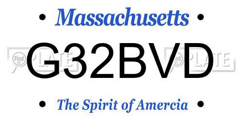 G32BVD Massachusetts License Plate
