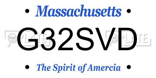 G32SVD Massachusetts License Plate