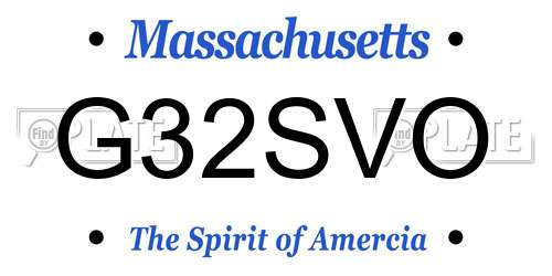 G32SVO Massachusetts License Plate