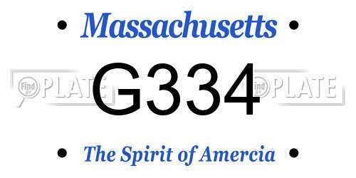 G334 Massachusetts License Plate