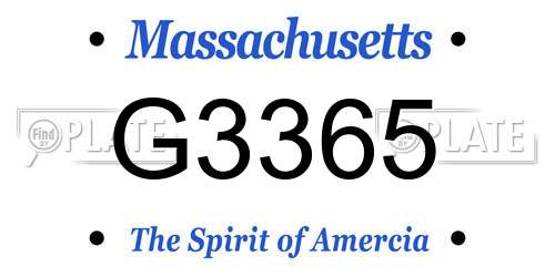G3365 Massachusetts License Plate