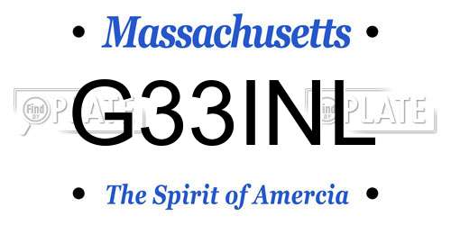 G33INL Massachusetts License Plate
