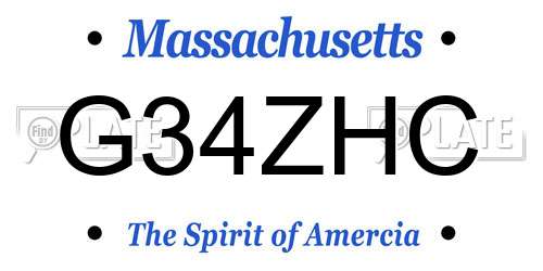 G34ZHC Massachusetts License Plate