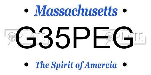 G35PEG Massachusetts License Plate