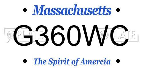 G360WC Massachusetts License Plate