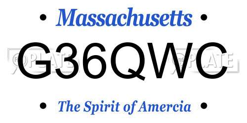 G36QWC Massachusetts License Plate