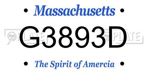 G3893D Massachusetts License Plate