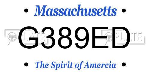 G389ED Massachusetts License Plate