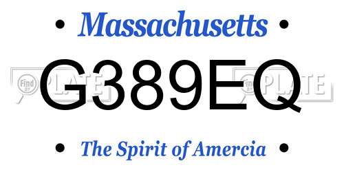 G389EQ Massachusetts License Plate