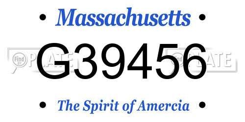 G39456 Massachusetts License Plate