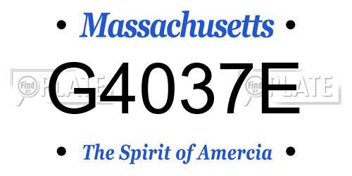 G4037E Massachusetts License Plate
