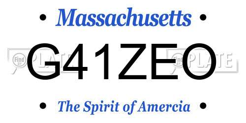 G41ZEO Massachusetts License Plate