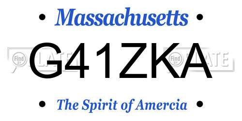 G41ZKA Massachusetts License Plate
