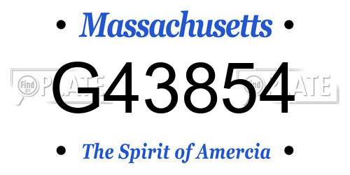 G43854 Massachusetts License Plate
