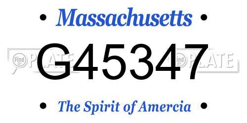 G45347 Massachusetts License Plate