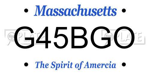 G45BGO Massachusetts License Plate
