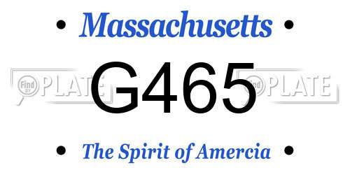 G465 Massachusetts License Plate