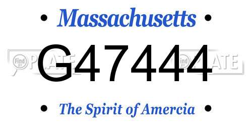 G47444 Massachusetts License Plate
