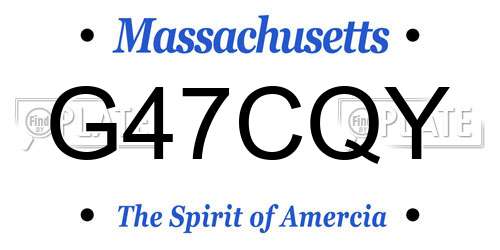 G47CQY Massachusetts License Plate