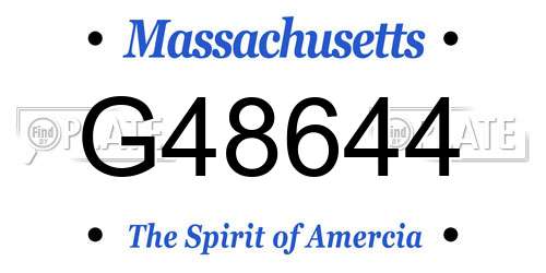 G48644 Massachusetts License Plate
