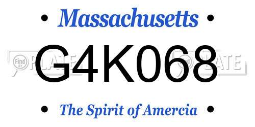 G4K068 Massachusetts License Plate