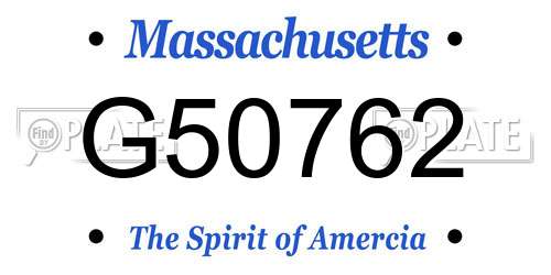 G50762 Massachusetts License Plate