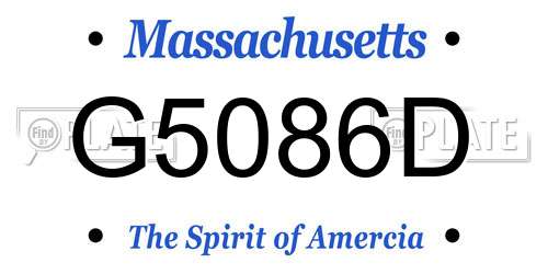 G5086D Massachusetts License Plate