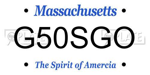 G50SGO Massachusetts License Plate