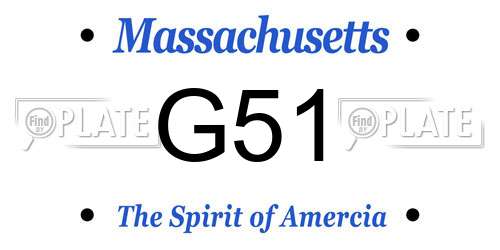 G51 Massachusetts License Plate
