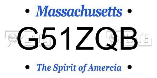 G51ZQB Massachusetts License Plate