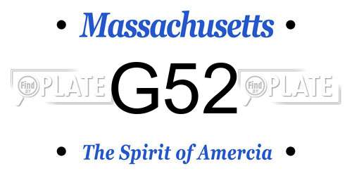G52 Massachusetts License Plate