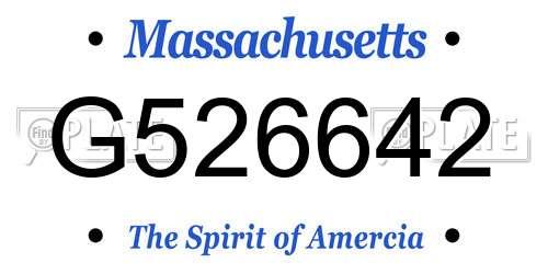 G526642 Massachusetts License Plate