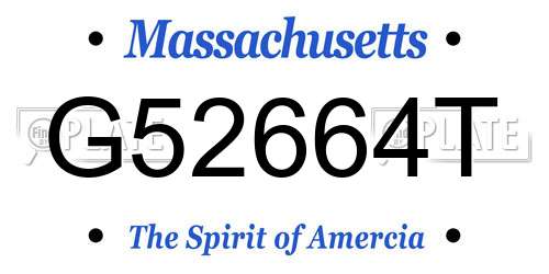 G52664T Massachusetts License Plate