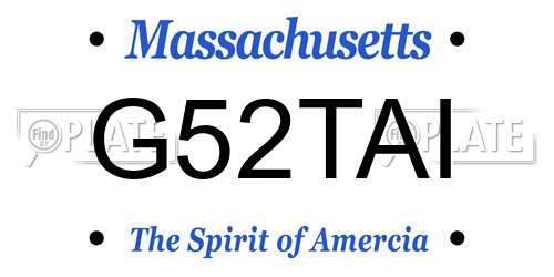 G52TAI Massachusetts License Plate