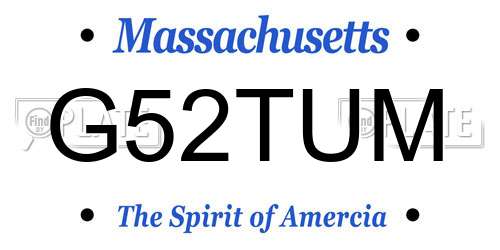 G52TUM Massachusetts License Plate