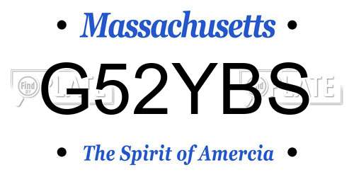 G52YBS Massachusetts License Plate