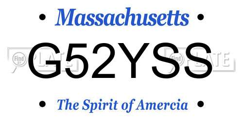 G52YSS Massachusetts License Plate