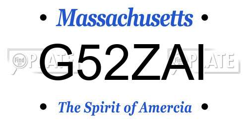 G52ZAI Massachusetts License Plate