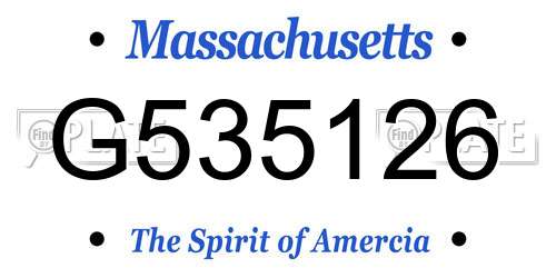 G535126 Massachusetts License Plate