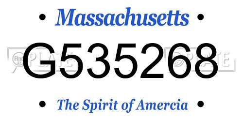 G535268 Massachusetts License Plate