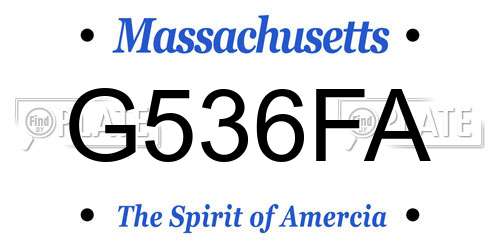 G536FA Massachusetts License Plate