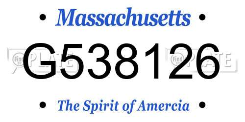 G538126 Massachusetts License Plate