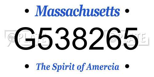 G538265 Massachusetts License Plate