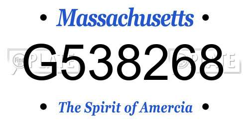 G538268 Massachusetts License Plate